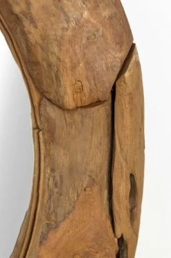 Wandspiegel - Naturel - Teak - ø70x5 Cm -Meubelserie Winkel de kisten koning 108814 4