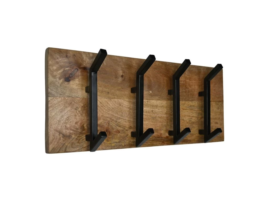 Kapstok 4 Haken - Naturel - Mangohout/metaal - 60x25x3 Cm 3 Kapstok 4 Haken - Naturel - Mangohout/metaal - 60x25x3 Cm