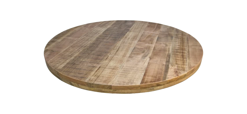 Rond Tafelblad Portland - Naturel - Mangohout - ø120x5 Cm 4 Rond Tafelblad Portland - Naturel - Mangohout - ø120x5 Cm - Afbeelding 2