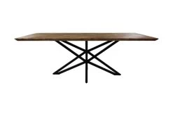 Tafel Fishbone Rechthoek - Naturel/zwart - Eiken/metaal- 240x100x76 Cm