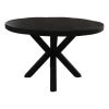 Ronde Eettafel - Zwart - Gerecycled Mangohout/metaal - ø130x77 Cm