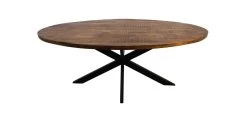Ovale Eettafel Melbourne - Naturel - Mangohout/ijzer - 240x110x76 Cm