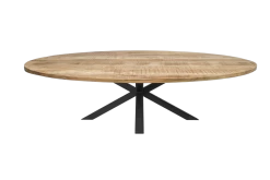 Ovale Eettafel - Massief Mangohout/metaal - 240x120 Cm