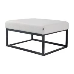 Poef Hocker Voetenbank Bijzettafel Teddystof Wit Otto 75cm