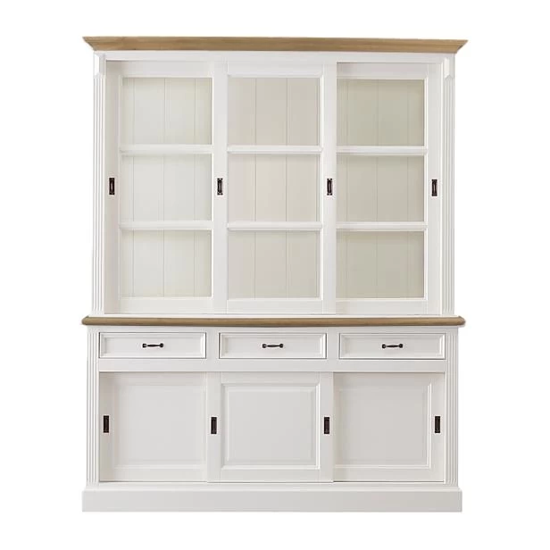 Vitrinekast Provence - Wit/naturel Eiken - 180 Cm