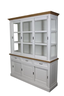 Vitrinekast Provence - Wit/naturel Eiken - 180 Cm -Meubelserie Winkel de kisten koning buffetkast provence 180 cm wit naturel eiken 3