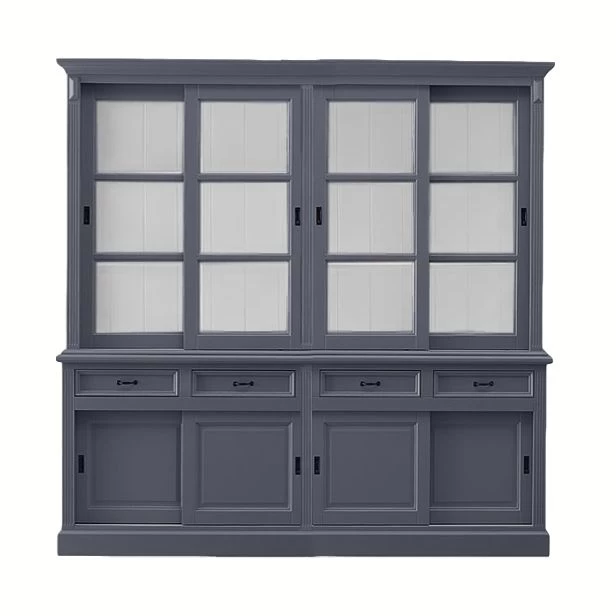 Vitrinekast Provence - Donkergrijs - 220 Cm