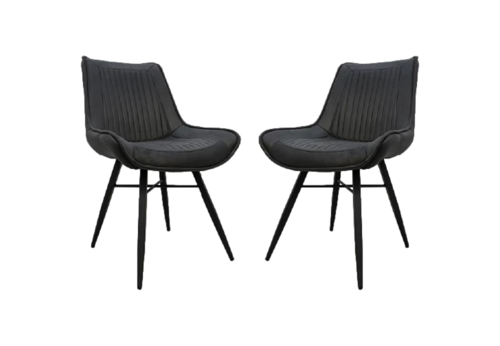 Eetkamerstoel Denver Set Van 2 - Grijs/zwart - Polyester/metaal - 55x63x85 Cm 5 Eetkamerstoel Denver Set Van 2 - Grijs/zwart - Polyester/metaal - 55x63x85 Cm - Afbeelding 3