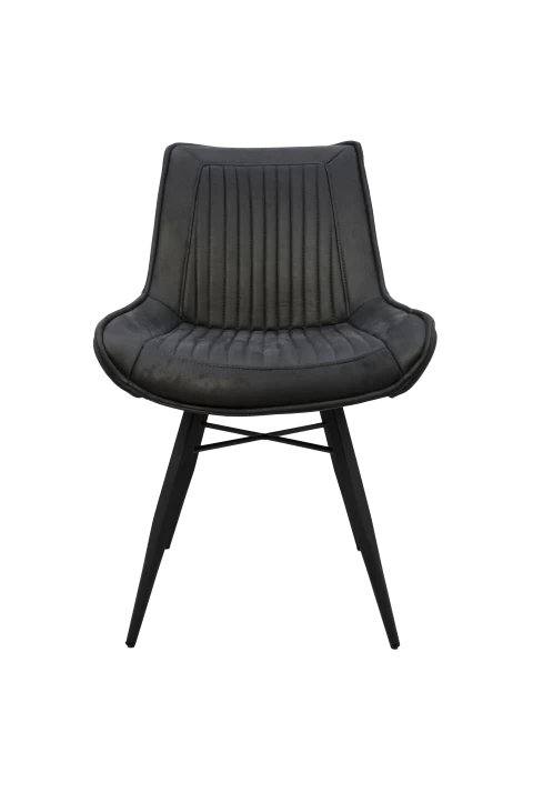 Eetkamerstoel Denver Set Van 2 - Grijs/zwart - Polyester/metaal - 55x63x85 Cm 7 Eetkamerstoel Denver Set Van 2 - Grijs/zwart - Polyester/metaal - 55x63x85 Cm - Afbeelding 5