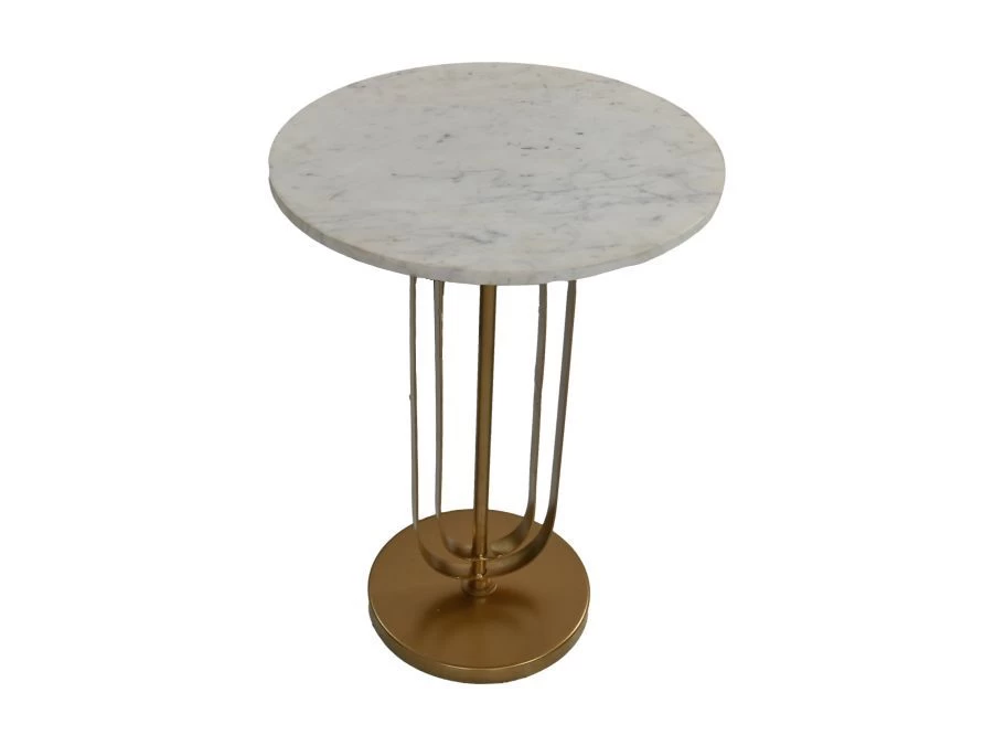 Ronde Bijzettafel - Wit/goud - Marmer/metaal - ø44x55 Cm 4 Ronde Bijzettafel - Wit/goud - Marmer/metaal - ø44x55 Cm - Afbeelding 2
