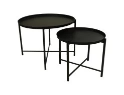 Salontafel Set Van 2 - Zwart - Metaal - ø65x45/ø45x38 Cm