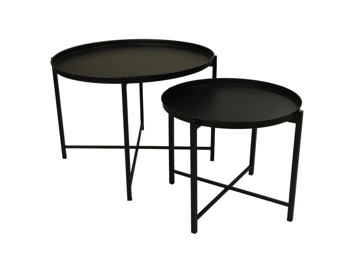 Salontafel Set Van 2 - Zwart - Metaal - ø65x45/ø45x38 Cm 3 Salontafel Set Van 2 - Zwart - Metaal - ø65x45/ø45x38 Cm