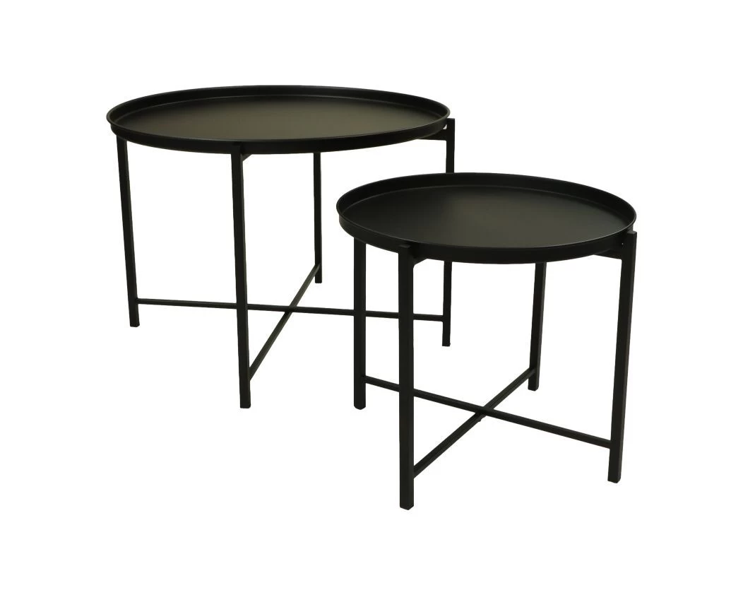 Salontafel Set Van 2 - Zwart - Metaal - ø65x45/ø45x38 Cm 4 Salontafel Set Van 2 - Zwart - Metaal - ø65x45/ø45x38 Cm - Afbeelding 2