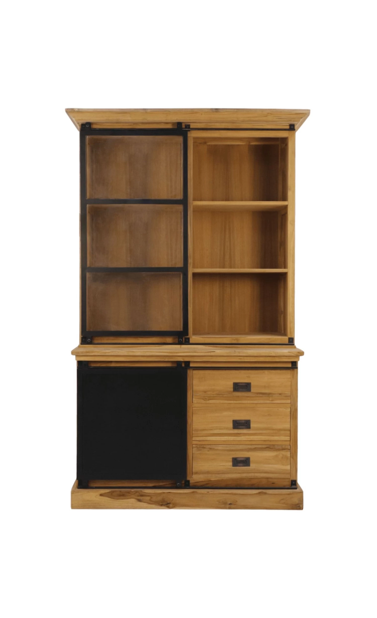 Vitrinekast - Naturel/zwart - Mangohout/ijzer - 125x48x210 Cm 3 Vitrinekast - Naturel/zwart - Mangohout/ijzer - 125x48x210 Cm