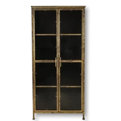 Vitrinekast Fletcher - Antique Gold - Metaal/glas - 80x40x180 Cm -Meubelserie Winkel de kisten koning vitrinekast fletcher 80x40x180 antique gold metaal glas 1