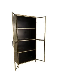 Vitrinekast Fletcher - Antique Gold - Metaal/glas - 80x40x180 Cm -Meubelserie Winkel de kisten koning vitrinekast fletcher 80x40x180 antique gold metaal glas 3