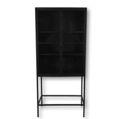 Vitrinekast Manhattan 2 Deurs - Metaal/glas - 80x180 Cm -Meubelserie Winkel de kisten koning vitrinekast manhattan 2 deurs 80x180 metaal glas 1