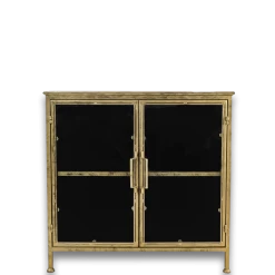 Vitrinekast Fletcher - Antique Gold - Metaal/glas - 93x42x90 Cm -Meubelserie Winkel de kisten koning vitrinekastje fletcher 93x42x90 antique gold metaal glas 1