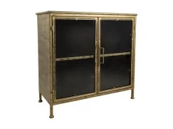 Vitrinekast Fletcher - Antique Gold - Metaal/glas - 93x42x90 Cm -Meubelserie Winkel de kisten koning vitrinekastje fletcher 93x42x90 antique gold metaal glas 2