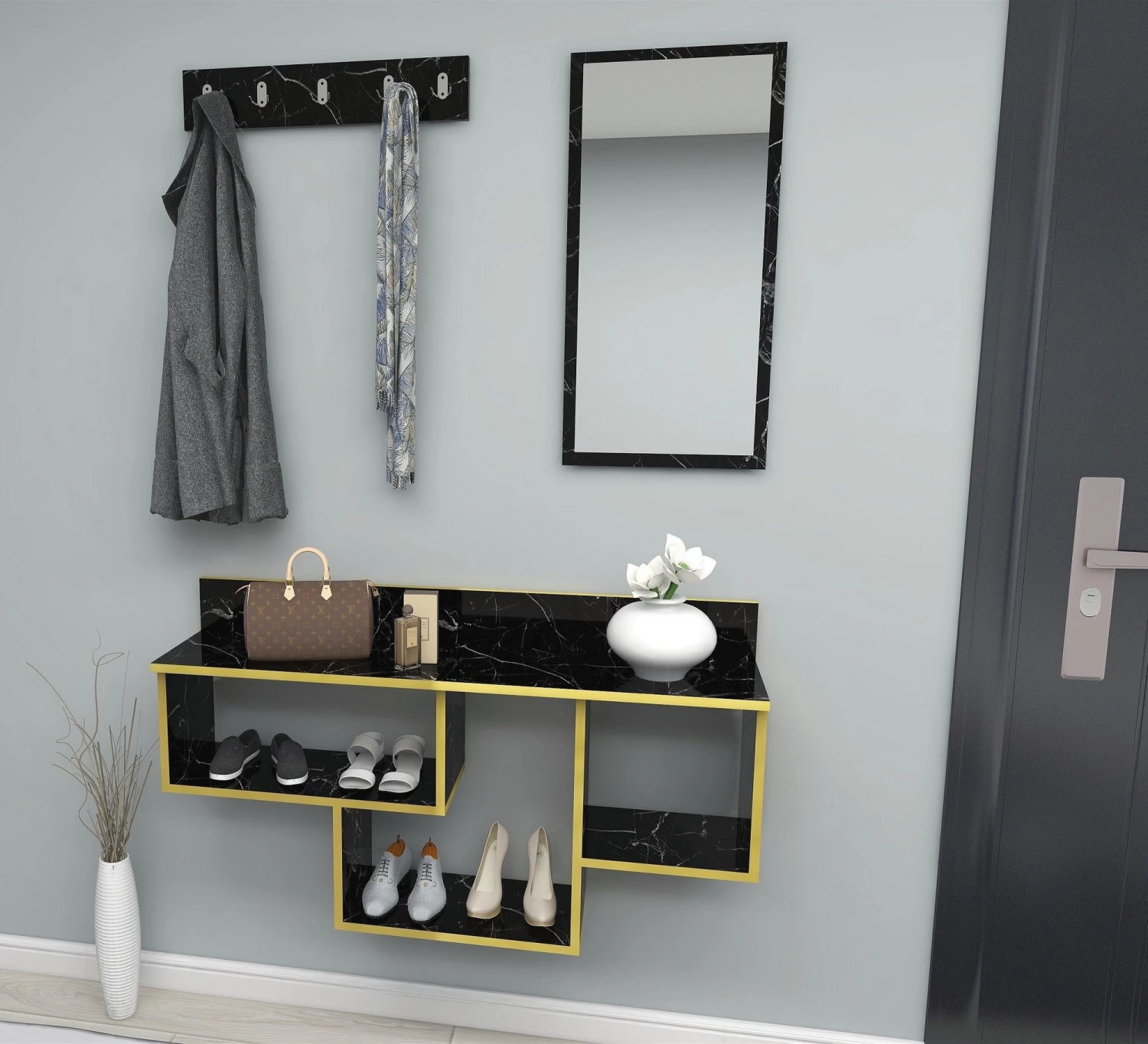 DKK Dressoir Bella Marmer Goud Band 5 DKK Dressoir Bella Marmer Goud Band - Afbeelding 3