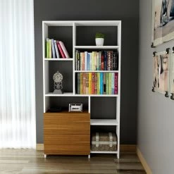 DKK Boekenkast Tülin Wit Walnoot -Meubelserie Winkel e9ad189da8a7e076e9005f728d36df80edaca61b0439c8ee6fd089c14b899cc6