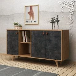 DKK Dressoir Planky Eiken Donker Beton -Meubelserie Winkel f0c64968528dc8f54255609aafabf3ed03f9ccdb3a8d25da4b2c5d15609e7f71
