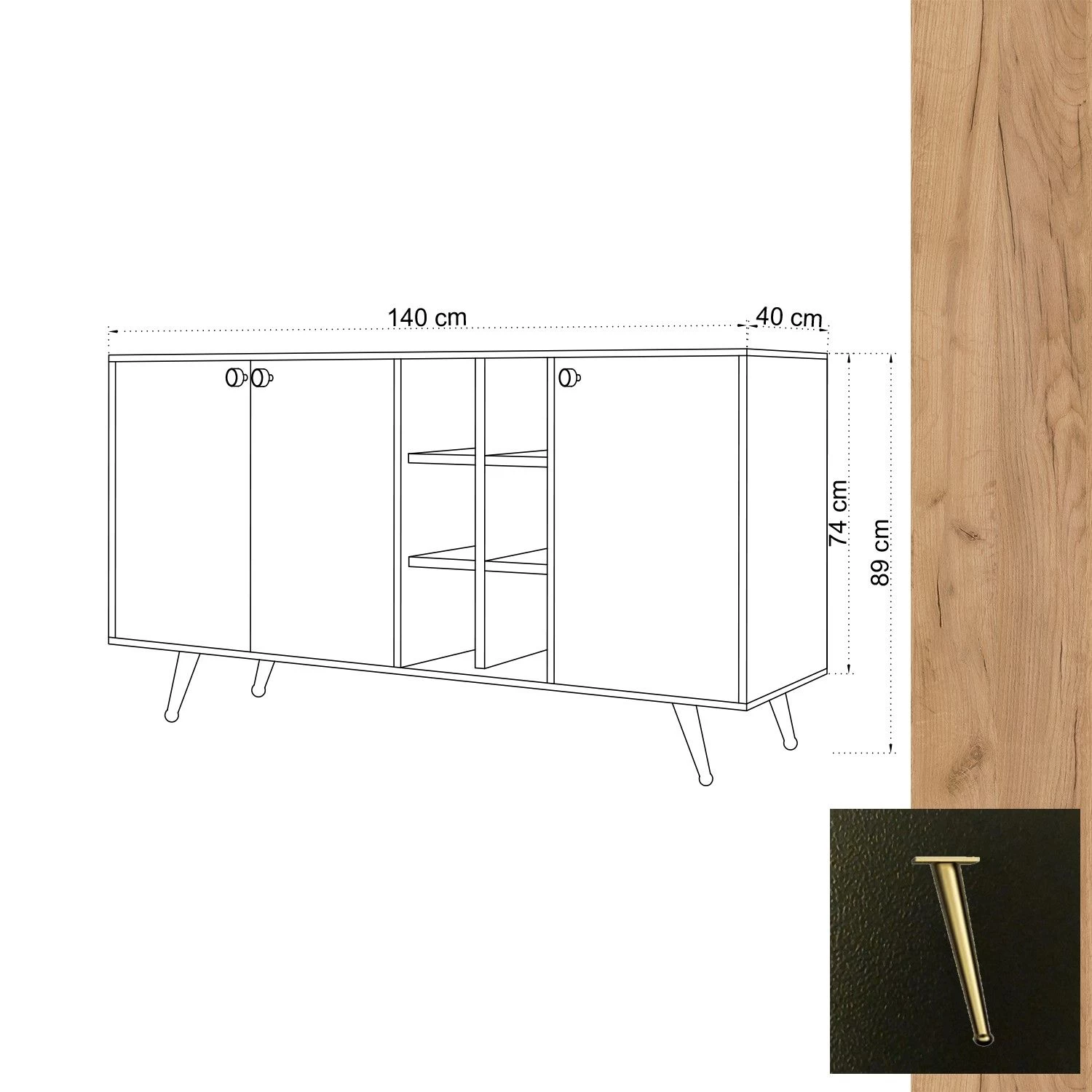 DKK Dressoir VEiT Eiken Zwart 7 DKK Dressoir VEiT Eiken Zwart - Afbeelding 5