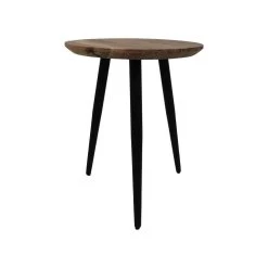 Bijzettafel Zurich - Naturel - Acaciahout/ijzer- ø40x50 Cm