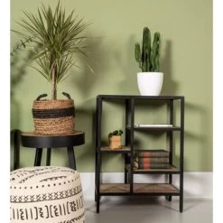 Open Vakkenkast Levels - Mangohout/ijzer - 60x81 Cm