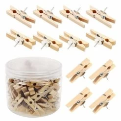 Pushpin Knijpers - Hout - 20 Stuks - Naturel