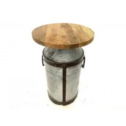 Oude Melkbus - Mangohout - Bijzettafel D40H66 Cm -Meubelserie Winkel milkcan table d40h66cm 3553