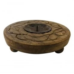 Ronde Houten Kaarsenhouder D 15 X H 6 Cm